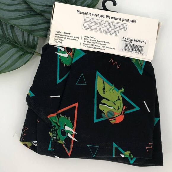 Sock It To Me Black Neon Jurassic Party Dinosaur 90s Design BoxerBrief Underwear - Picture 3 of 7